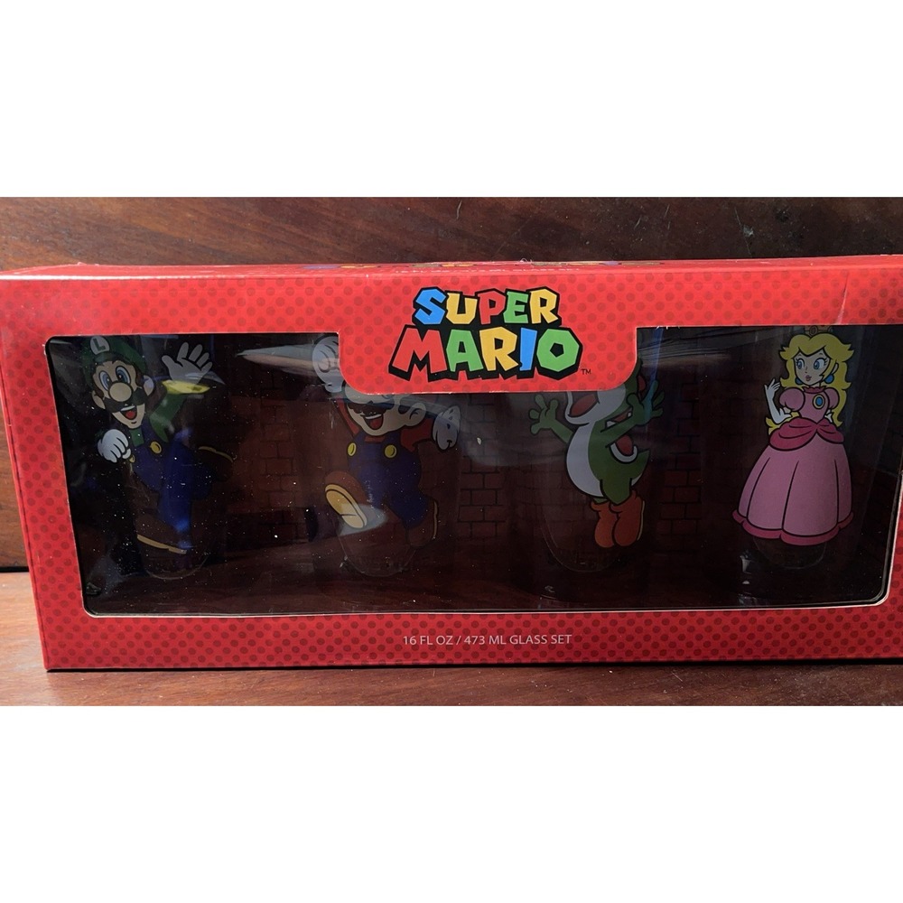 Super Mario Glasses (4 Pack Set) - NEW - Mario, Luigi, Yoshi and Princess‎